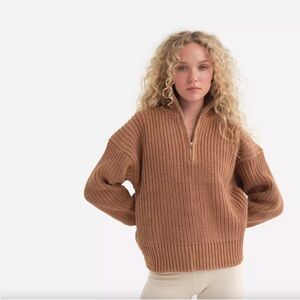 MATE the Label Chunky Half-Zip Sweater in Camel Brown